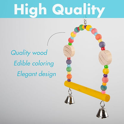 Bird Swing for Parakeets - 9 * 6 inch Bird Toys for Conures - Wooden Parrot Swing Parakeet Swing for Cage Cockatiel Swing Bird Swings for Parakeets and Bird Swings for Small Birds