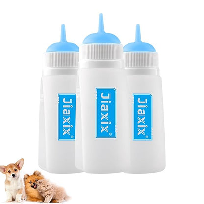 3 Pack Kitten Silicone Bottle Feeding Kit,Nipple & Feeding Kit for Kittens, Reusable Newborn Kitten Supplies, Suitable for Feeding Kitten, Puppy, Rabbit,Hamster (Blue, Medium)