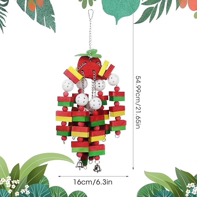 Nature Wood Bird Chewing Toys for Small and Medium Birds - Best for African Grey, Parakeets, Amazon Parrots, Finch, Budgie, Cockatiels, Conures and Love Birds