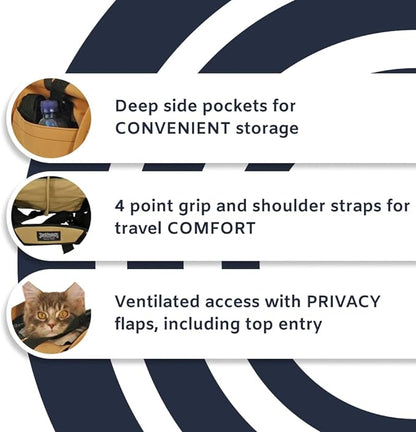 SturdiBag Large Pet Travel Carrier: Flexible Height for Cat and Dog Soft Sided with Safety Clips and Seatbelt Straps | Navy, 18" x 12" x 12" (PN: SB2-PRO-N)