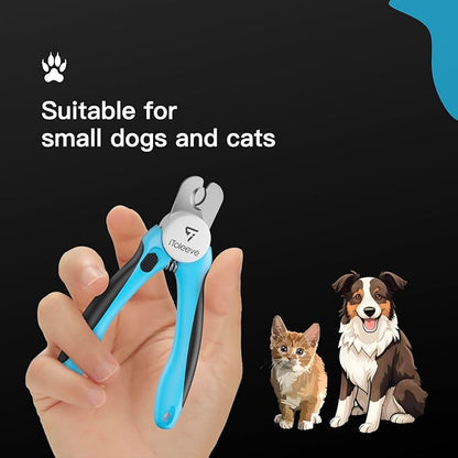 Professional Small Dog & Cat Nail Clippers with Nail File - Extra Sharp, Safe & Easy Trimming for Thick Nails - Safety Guard to Prevent Overcutting - Ideal for Small & Medium Breeds
