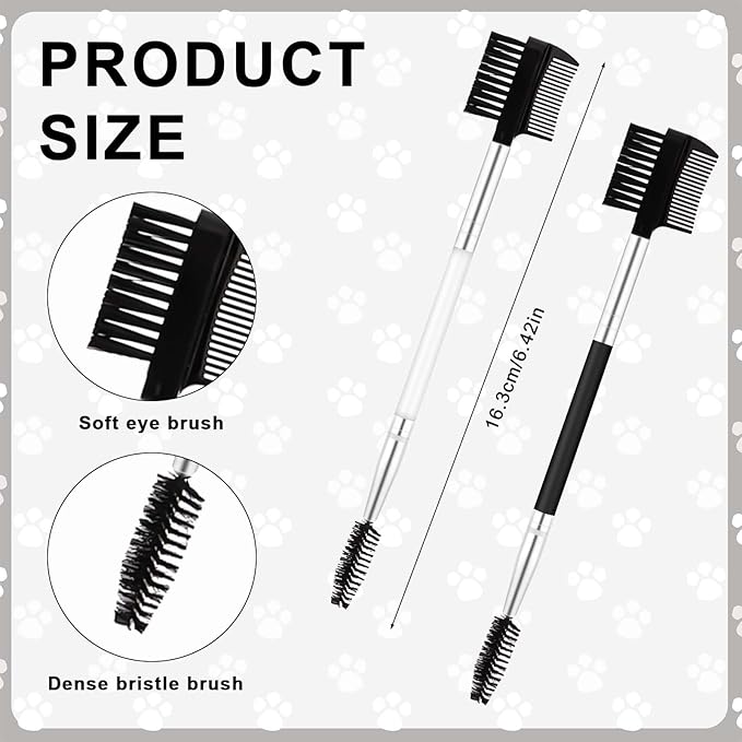 2pcs Double-Headed Dog Eye Comb, Soft Bristles Dog Eye Cleaning Brush 2 in 1 Dog Eye Booger Tear Stain Remover for Puppy Cat Pet Grooming Tools (Black, White)