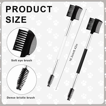 2pcs Double-Headed Dog Eye Comb, Soft Bristles Dog Eye Cleaning Brush 2 in 1 Dog Eye Booger Tear Stain Remover for Puppy Cat Pet Grooming Tools (Black, White)