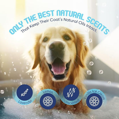 Organic Dog Shampoo - Puppy Oatmeal Shampoo for Itchy Skin Relief - Hypoallergenic for Sensitive Skin, for Dogs of All Ages, Deodorizes, Tearless, Made in USA, 16oz (Vanilla Ice Cream)