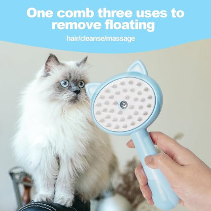 Cat Steamy Brush Dog brushes for Shedding Grooming, Lightweight Skin Friendly Pet Brush Hair Removal Comb Brushes for Long or Medium Haired Cats(Blue)