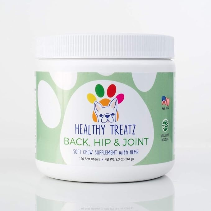 Back, Hip & Joint Glucosamine for Dogs with Hemp - Dog Supplement with Chondroitin, Organic Turmeric & MSM for Mobility and Arthritis Relief for HIPS & Joints - 120 ct