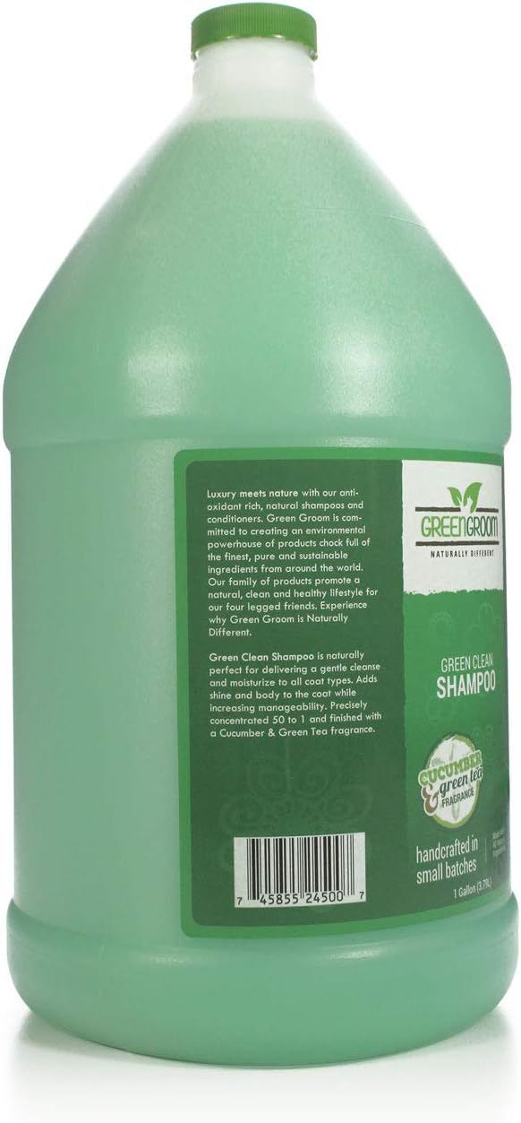 Green Groom Green Clean Dog Shampoo, 1 Gallon - Plant Based Ingredients, 50:1 Concentrated, Moisturizes Dry Itchy Sensitive Skin, Antioxidant Rich, Professional Grade