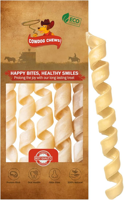 Natural Large Collagen Springs Dog Treats 10-13" (5 Pack)- Long-Lasting Alternative to Rawhide & Bully Sticks Great for Teething and Aggressive Chewers.