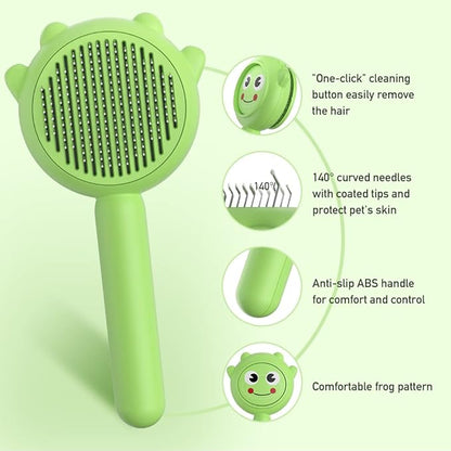 Dog Brush for Short or Long Haired Dogs, Frog Shape Dog Brush with Release Button, Dog Hair Brush Dog Grooming Deshedding Brush for Dog Kitten Rabbit Massage Removes Loose Fur