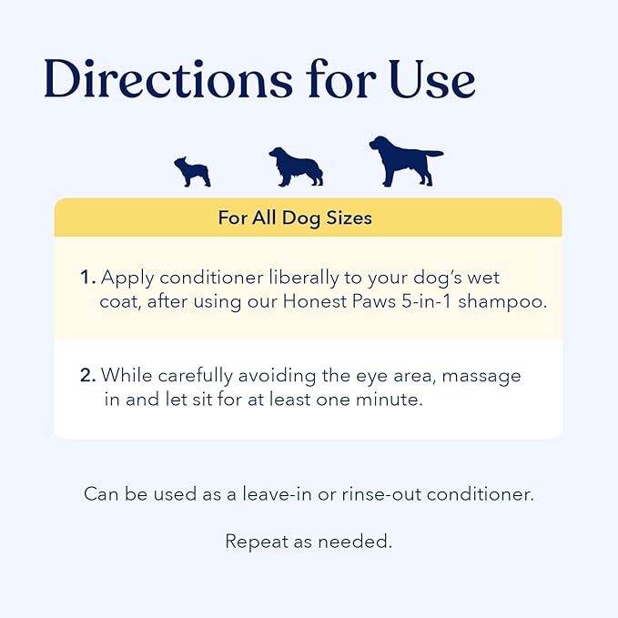 Honest Paws Dog Conditioner - Detangle & Moisturize - Premium Pet Conditioner for Itchy and Dry Skin - Hydrate Sensitive Skin - Shiny Coat Soft Hair Smooth Fur - Mandarin & Berry - 8oz
