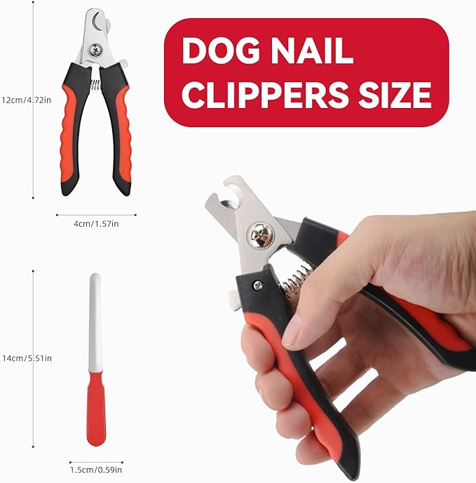 QMWG 12 X 4 CM Dog Nail Clippers for Small Dogs, Ultra Sharp Stainless Cat Nail Clippers with Guard for Large to Medium Dogs, Cats, Rabbits and Guinea Pigs, Free Nail File
