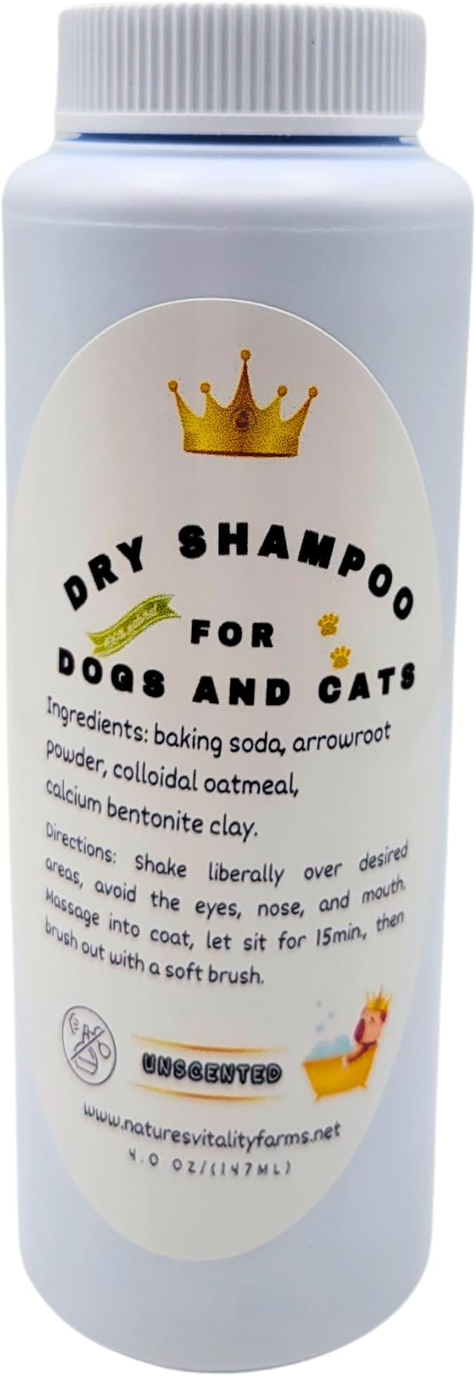 U.S.A. Dry Dog Shampoo - Natural Deodorizing Powder - Itchy Sensitive Skin Allergies - Stinky Odors - Waterless for Cats (Unscented)