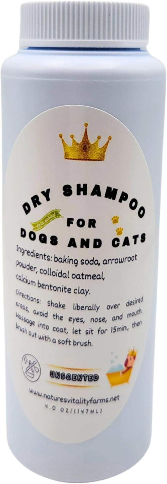 U.S.A. Dry Dog Shampoo - Natural Deodorizing Powder - Itchy Sensitive Skin Allergies - Stinky Odors - Waterless for Cats (Unscented)