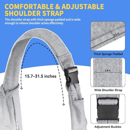 Dog Carrier Sling, Adjustable Shoulder Strap Dog Carriers for Small Dogs, Puppy Carrier Purse for Pet Cat with Front Zipper Pocket Safety Belt Machine Washable Holder