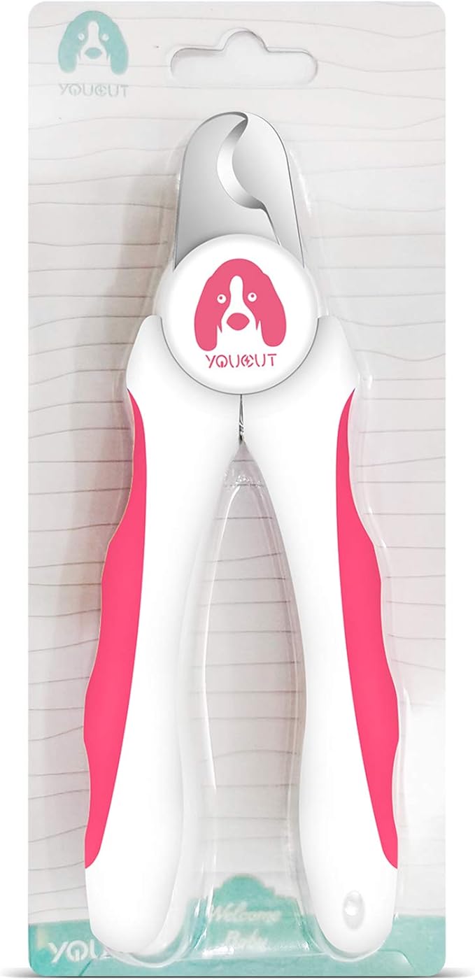 Dog Nail Clippers and Trimmers,Professional Grooming Tool with Safety Guard to Avoid Over Cutting,Free Nail File,Razor Sharp Blade,Sturdy Non Slip Handles for Large and Small Animals (Pink)