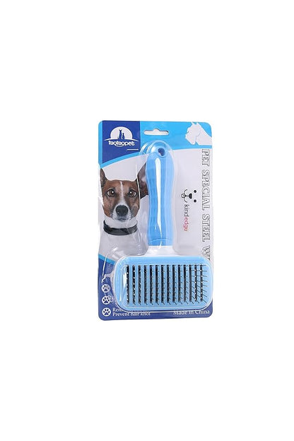 K-KINDEDGE Self Cleaning Slicker Brush,Dog Brush & Cat Brush with Massage Particles,Removes Loose hair & Tangles,Skin Friendly & Promote Circulation (Sky Blue)