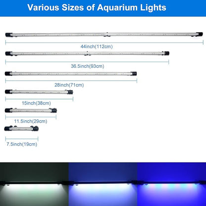 VARMHUS Submersible LED Aquarium Light,Fish Tank Light with Timer Auto On/Off Dimming Function,3 Light Modes Dimmable&4-Color LED,10 Brightness Levels Optional&3 Levels of timed Loop 18LEDS-11.5''