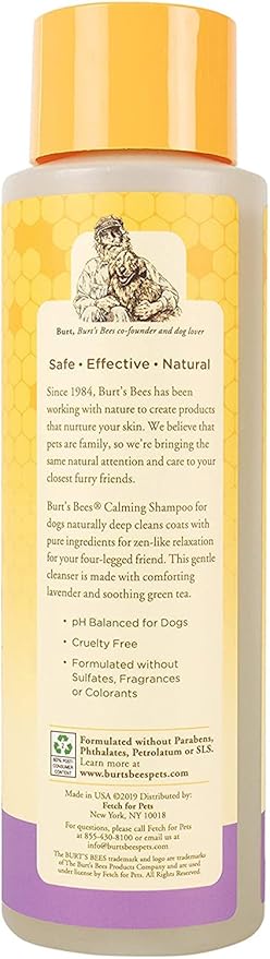 Burt's Bees for Pets Calming Dog Shampoo with Lavender and Green Tea, 6pk, 95% Natural Origin Formulas, Calming Lavender Dog Shampoo - Gentle Dog Shampoo, Best Dog Shampoo, Lavender, 6pk 16 oz