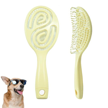Eco-Friendly Detangling Pin Brush for Dogs and Cats | Ergonomic Handle Pet Brush for Wet or Dry Hair, Gentle Grooming Tool for Pets, Yellow