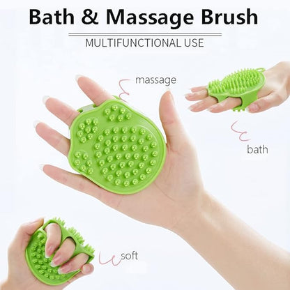 Double Sided Green Pet Bath Comb Brush Soothing Massage Rubber Comb for Long Short Haired Dogs and Cats