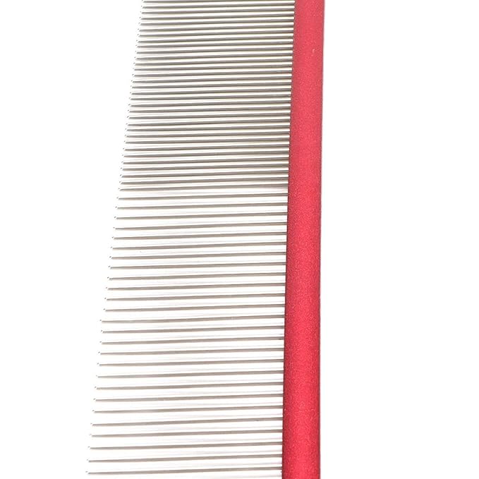 Greyhound Comb For Dogs, Metal Comb For Dogs Metal Dog Comb Cat Comb For Removing and Knots Dog Combs with Rounded Ends Grooming Tool For Long Short Haired Dog (Red