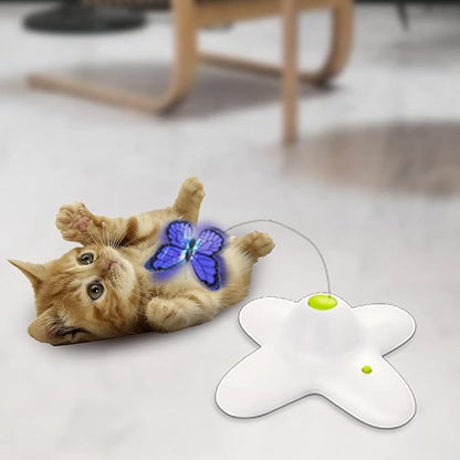 AFP Interactive Cat Toy, Butter-Fly Interactive for Indoor Cats, Flutter Bug Cat Toys, Flutter Rotating Kitten Toys with 2 Replacements