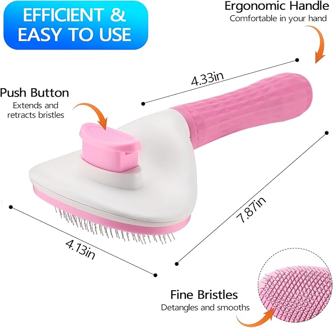 7PCS Pet Grooming Bath Brush Set Dog Shampoo Brush Dog Shower Scrubber Self Cleaning Slicker Brush for Short-haired pet Wash Towel