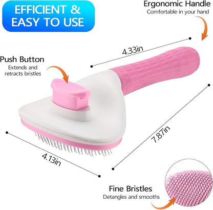 7PCS Pet Grooming Bath Brush Set Dog Shampoo Brush Dog Shower Scrubber Self Cleaning Slicker Brush for Short-haired pet Wash Towel