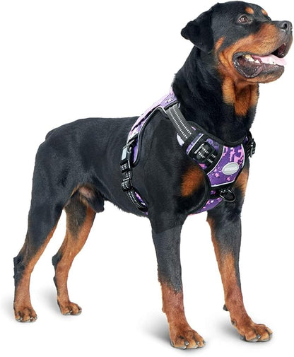 AUROTH Tactical Dog Harness for Small Medium Large Dogs No Pull Adjustable Pet Harness Reflective K9 Working Training Easy Control Pet Vest Military Service Dog Harnesses (M, Purple Camo)