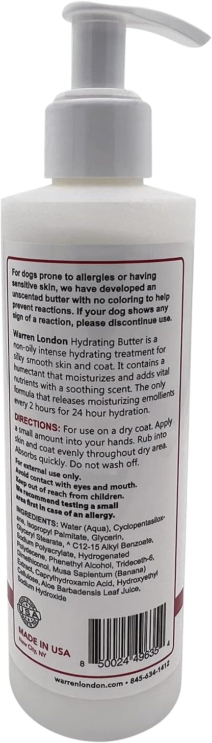 Warren London Hydrating Butter Leave in Pet Conditioner for Dogs | Lotion for Skin and Coat | Aloe Puppy & Dog Conditioner for Hair Detangler, Dry Skin, & Dandruff | Unscented 8oz