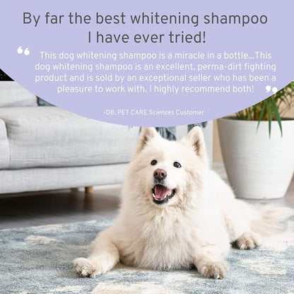 8 fl oz Dog Whitening Shampoo - Dog Shampoo for White Dogs - Brightens White and Darkens Dark Coats - Tearless and Natural - Hair and Fur Whitener for Dogs - Made in The USA