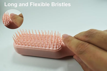 Scalable Small Grooming Dog Brush, Puppy Massaging Hair Brush, for Small Dogs Cats Rabbits of All Hair Types (Deep Pink)