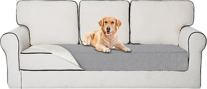 Easy-Going Waterproof Dog Bed Cover Reversible Leak Proof Pet Blanket Replacement Mat for Furniture Washable Couch Cover Sofa Cover for Dogs Cat(30x70 Inch, Light Gray/Ivory)
