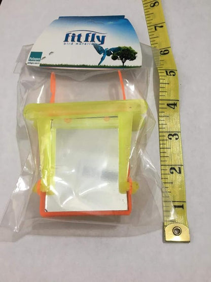 2 Bird Cage Hanging Mirrored Small Swing Perch Toys Parakeet Budgie Canary Standing Toy Glass Mirror, Plastic Perch