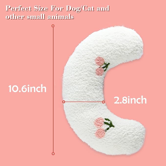 T'CHAQUE Dog Pillow Bed, Cat Calming Pillow, Dog Neck Pillow for Joint Relief Sleeping, Ultra Soft Half Donut Cuddler, Pillow Pet for Upper Spine Support, Doggy/Kitten Pillow Training Toy，White