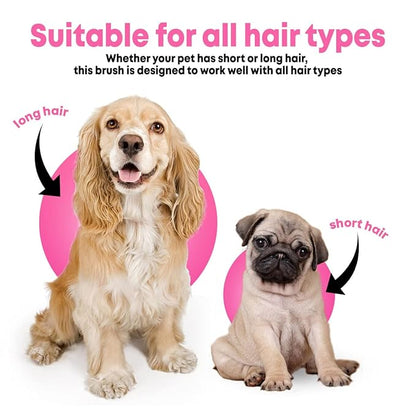 Pet Bath Massage Brush - Premium Cat and Dog Bath Brush Scrubber with Removable Cover - Soft Bristle Silicone Dog Brush for Short & Long Haired Pets - Dog Scrubber for Bath (Pink)