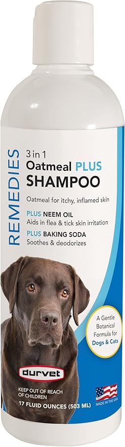 Durvet 011-51116 Naturals 3 in 1 Oatmeal Plus Shampoo, 17 oz, Clear