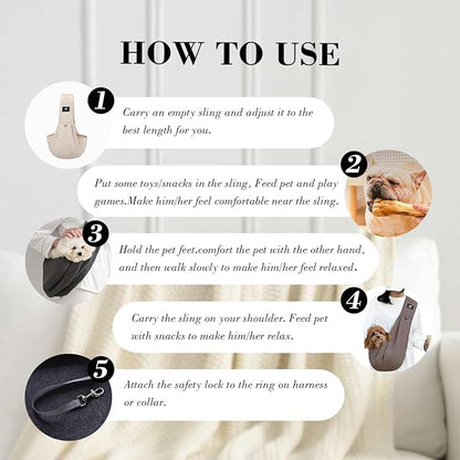 Dog & Cat Carrier Sling, Adjustable Soft Padded Shoulder Puppy Carrier, Hands-Free Dog Carrier Bag with Double Safety Buckles Premium Material for Outdoor Travel (Apricot, M)