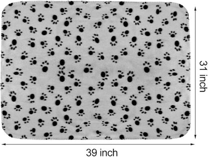 Comsmart Dog Blankets for Small Dogs, 6 Pack Puppy Blanket Cute Paw Print Pet Blanket for Dog, Puppy, Cat, Kitten, 39x31 inches, Grey