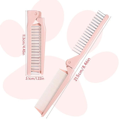 Small Dog Brushes for Grooming Foldable Brush for Pets Puppy hair brush Pet Comb for Dogs Grooming Tool for Small Dogs, for Yorkie, Shih Tzu, Maltipoo, Dog Hair Remover Brushes, Pink
