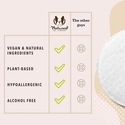 Natural Dog Company Wrinkle Wipes for Dogs, 100 Count, Hypoallergenic Dog Wipes, Wrinkle Wipes French Bulldog, Cleaning & Deodorizing, Dog Wipes for Grooming Faces, Paws & Butts