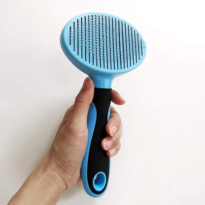 Dog Brush and Cat Brush, Self Cleaning Slicker Brush for Shedding Pet Grooming Tools for Small, Medium, Large, Short Haired or Long Haired Dogs and Cats for Matted Fur (Blue)