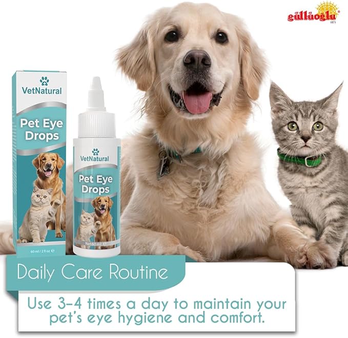 60ml Pet Eye Drops & Eye Wash for Dogs & Cats  Fast Relief for Itching, Irritation, Pink Eye & Allergy Symptoms  Gentle, Safe, Natural Formula for All Animals  Large 60ml Bottle
