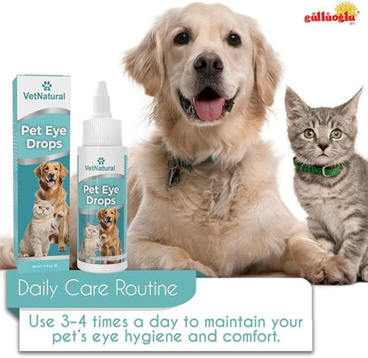60ml Pet Eye Drops & Eye Wash for Dogs & Cats  Fast Relief for Itching, Irritation, Pink Eye & Allergy Symptoms  Gentle, Safe, Natural Formula for All Animals  Large 60ml Bottle