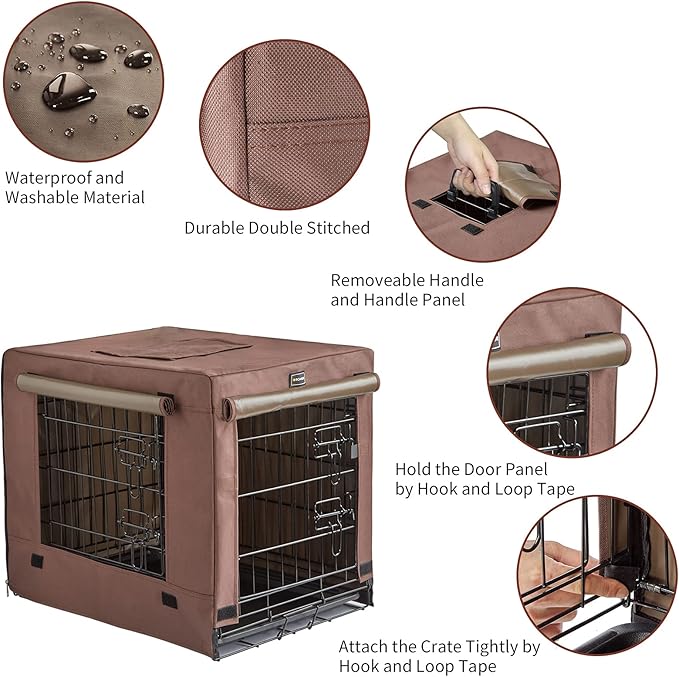 DONORO Dog Crates Kit for Small Size Dogs Indoor with Dog Crate Cover, Double Door Dog Kennels & Houses for Puppy and Cats, Collapsible Metal Contour Dog Cages (30-Inch Kit)