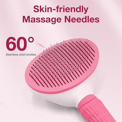 Self Cleaning Slicker Brush for Dogs & Cats, Grooming Dog Brush Cat Brush Haired Dogs, Pet Supplies Accessories, Pink