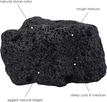 6-8 Inches Large Natural Black Lava Rock 4 PCS Aquarium Rocks for Aquascaping, Aquarium Landscaping, Terrariums, Fish Tank Decoration, Vivariums, Paludarium, Reptile and Amphibian Enclosures