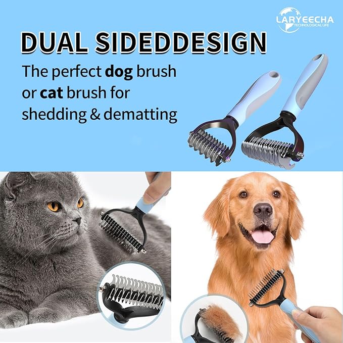 Self Cleaning Slicker Brush for Cats & Dogs, 2 Sided Deshedding Grooming Pawmingle Cat Brush, Dog Brush for Shedding, Deshedding Brush, Hair Brush Puppy Brush for Haired Dogs, Pet Supplies Accessories