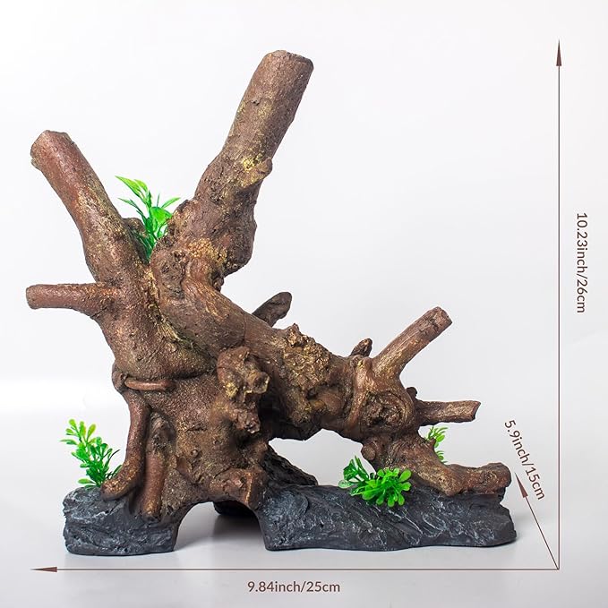 Fish Tank Decorations Aquarium Décor Resin Artificial Tree Trunk Root (H)