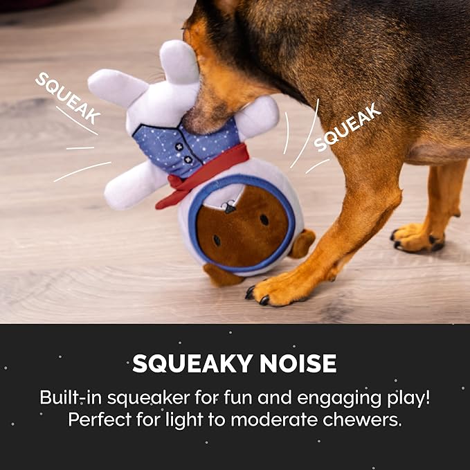 Furhaven 2-Pack Squeaky Plush Dog Toys for Small/Medium Dogs, Washable w/ Ruff Stuff Reinforcement - Dapper Dandies Galactic Collection - Alien/Astronaut, Set of 2